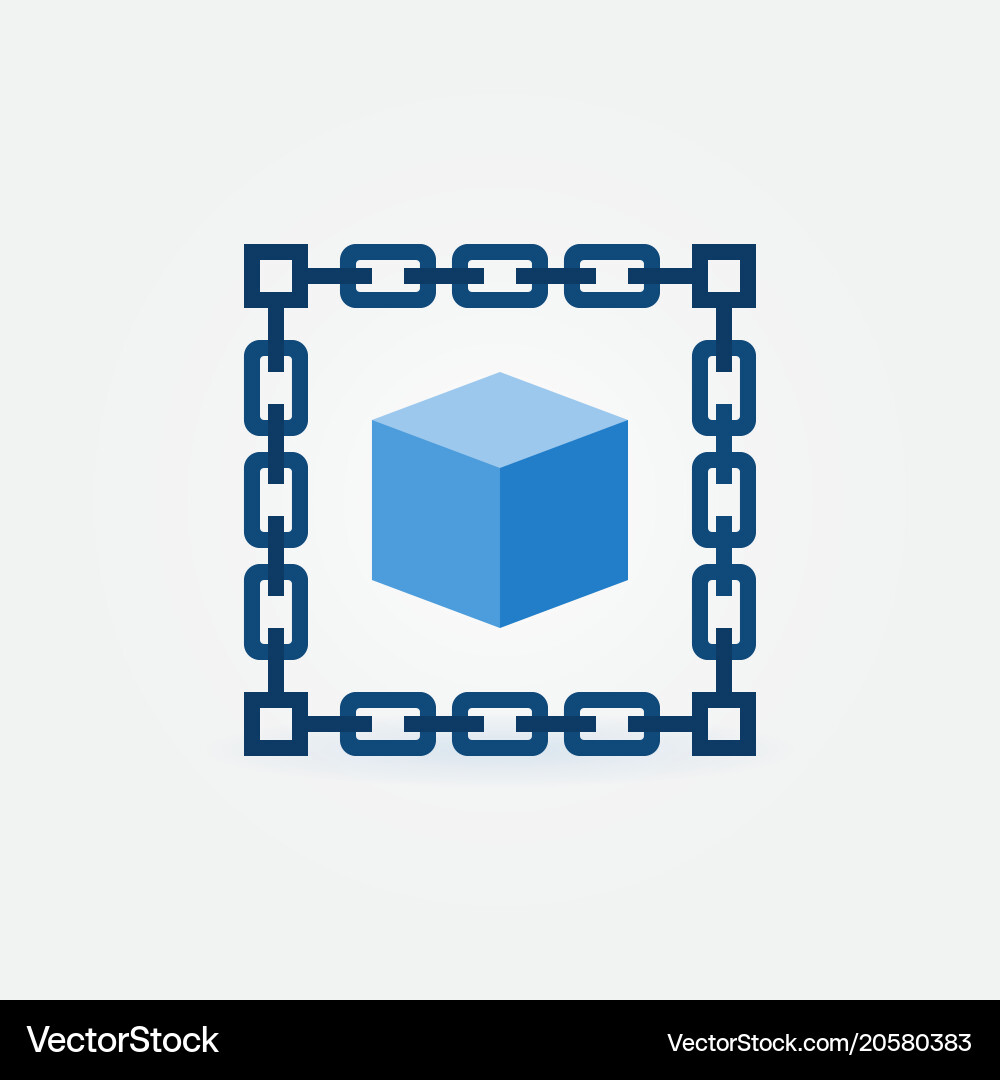 Chain with blue cube icon blockchain vector image
