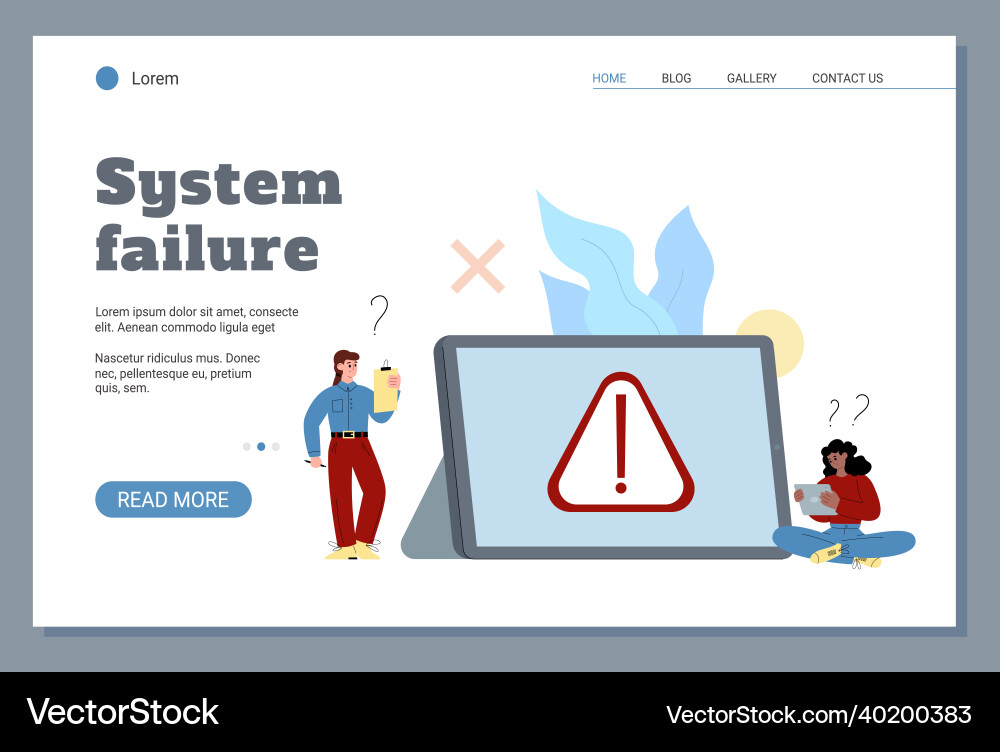 Computer tablet app operating system failure Computer tablet app operating system failure Vector Image