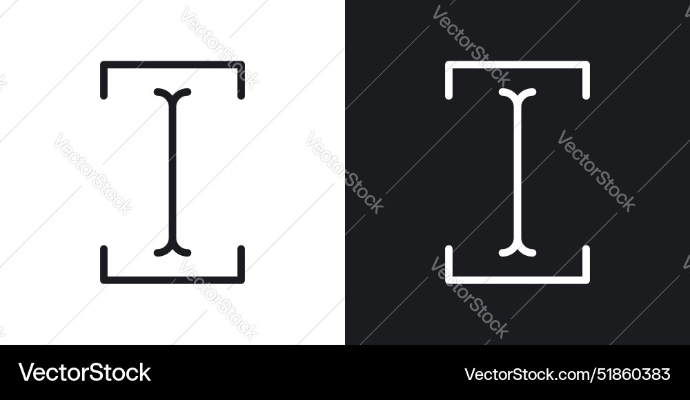 Cursor text liner and solid icon set in black vector image