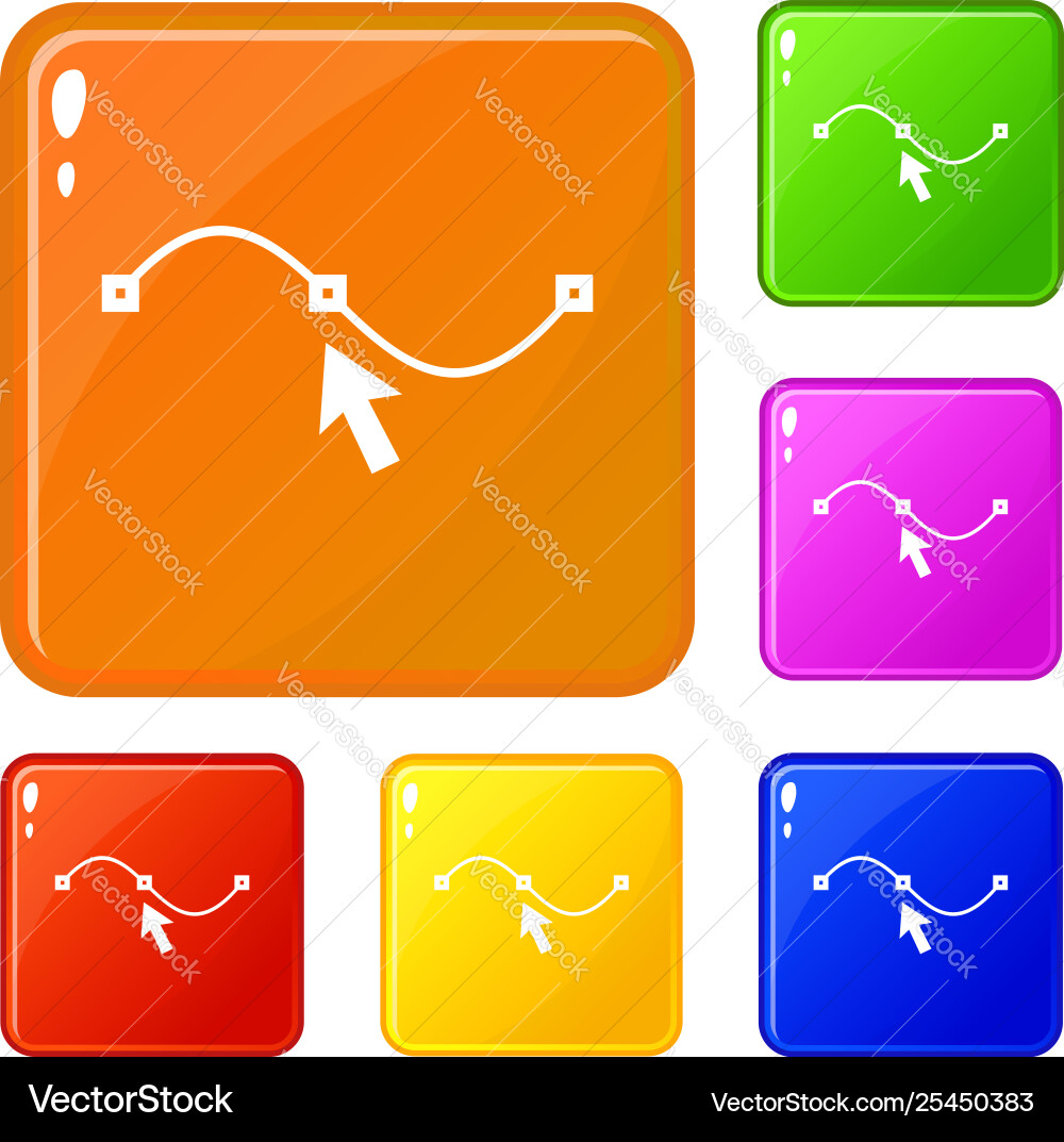 Drawing curve icons set color vector image