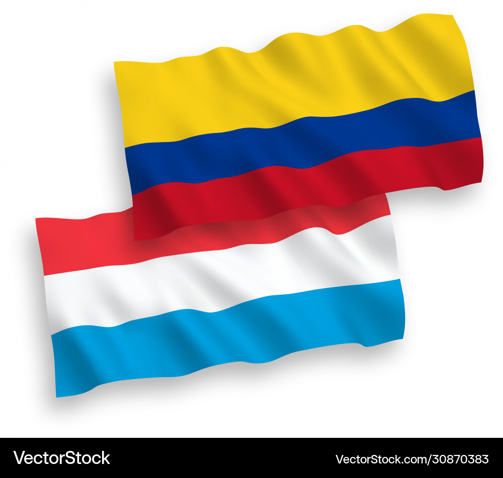 Flags colombia and luxembourg on a white Flags colombia and luxembourg on a white vector image