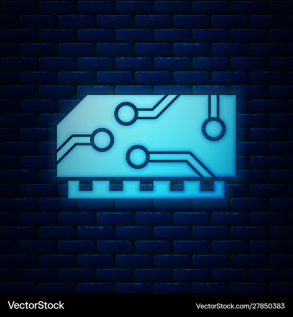 Glowing neon ram random access memory icon Glowing neon ram random access memory icon vector image
