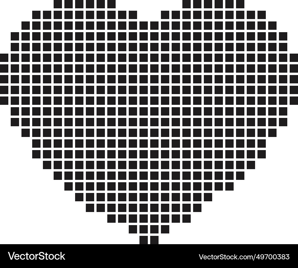 Isolated black pixel art style heart Isolated black pixel art style heart vector image