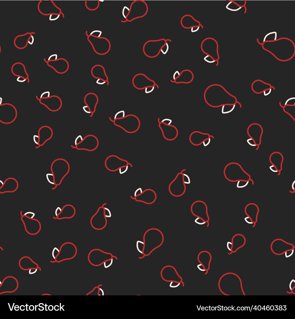 Line pear icon isolated seamless pattern on black Line pear icon isolated seamless pattern on black Vector Image