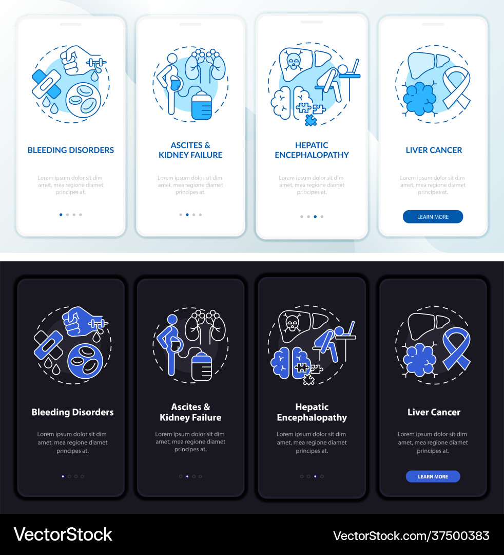 Liver failure result onboarding mobile app page Vector Image