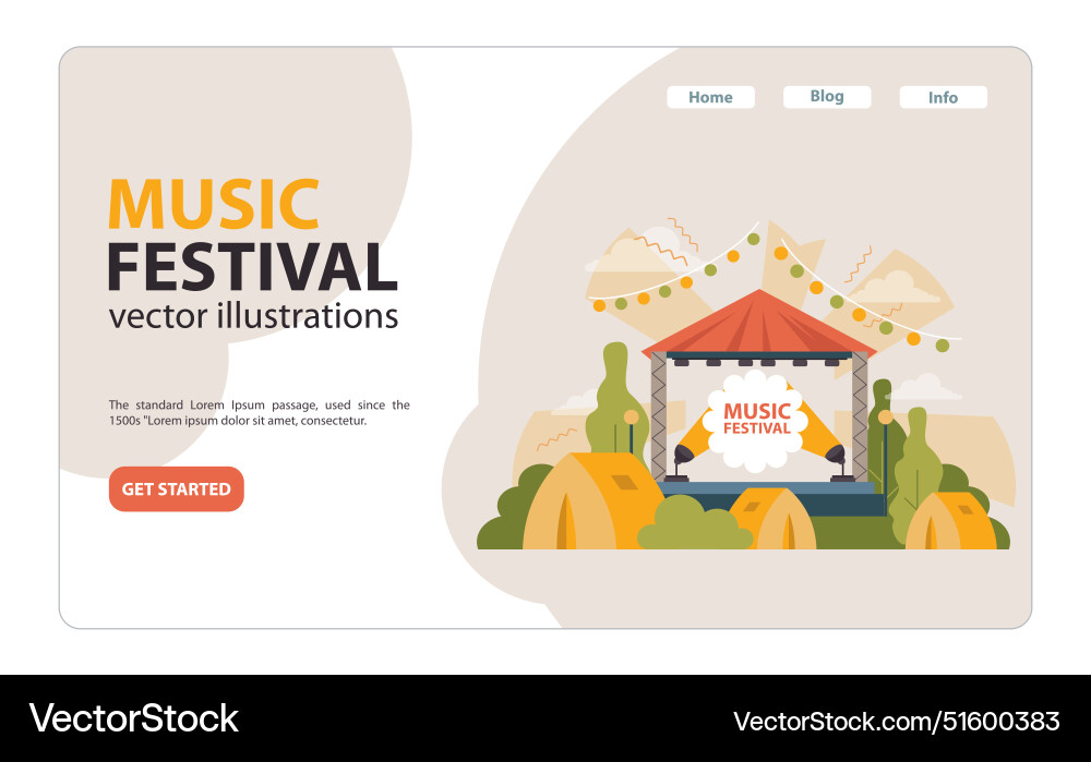Outdoor music festival stage set amidst nature Outdoor music festival stage set amidst nature vector image
