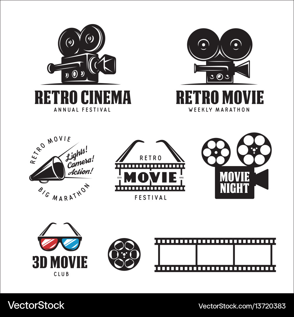 Retro Cinema Labels & Badges vector image