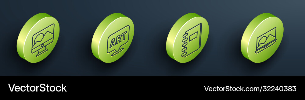 Set isometric computer monitor screen speech Vector Image