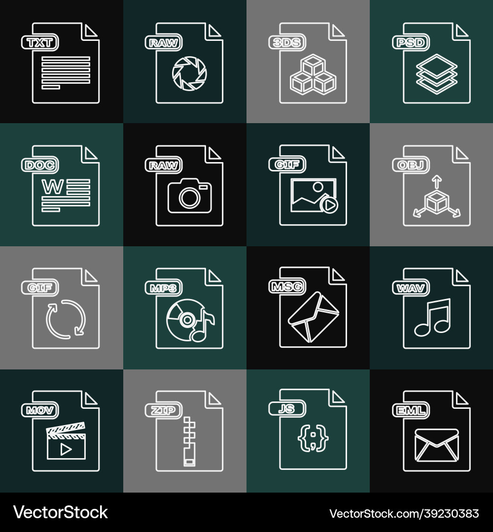 Set line eml file document wav obj 3ds raw Set line eml file document wav obj 3ds raw vector image