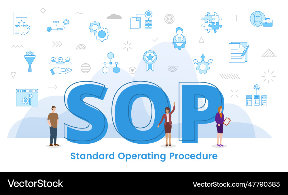 Sop standard operating procedure concept with big Sop standard operating procedure concept with big vector image