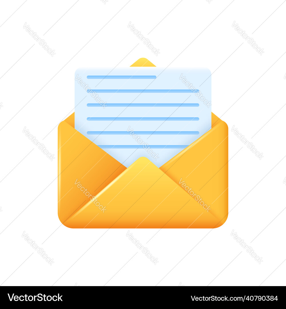3d envelope and document inside 3d envelope and document inside vector image