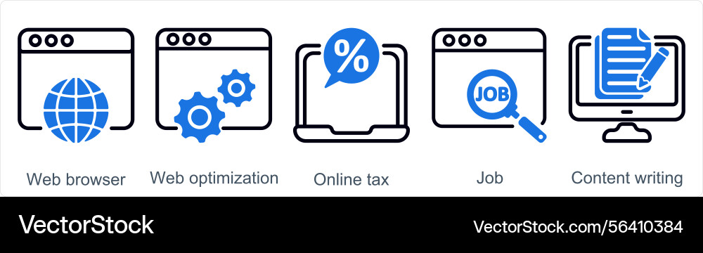 A set of 5 business icons as web browser vector image