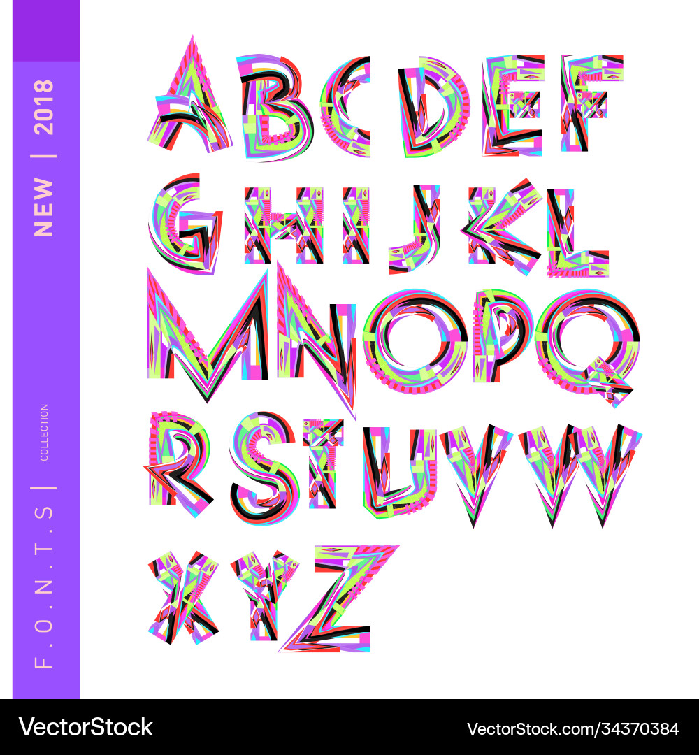 Abstract colorful font and alphabet Vector Image