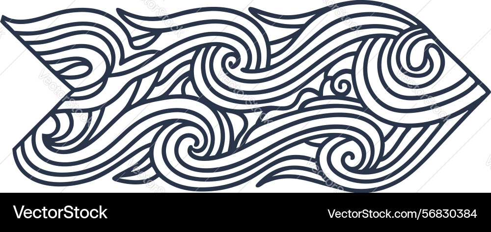 Abstract fish design with intricate wave patterns Abstract fish design with intricate wave patterns vector image