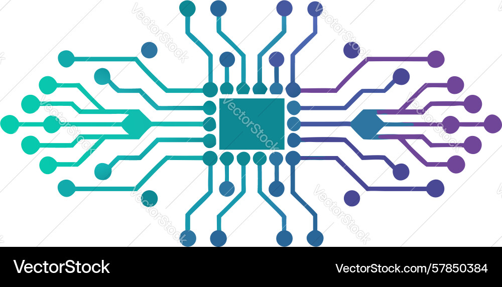 Advanced microchip complex circuitry processing Vector Image