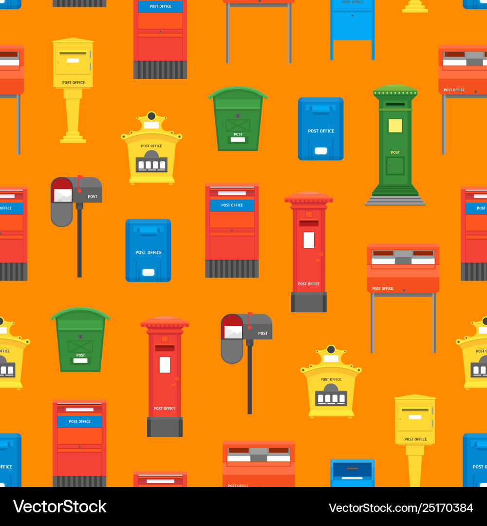 Cartoon color mail box seamless pattern background Cartoon color mail box seamless pattern background vector image