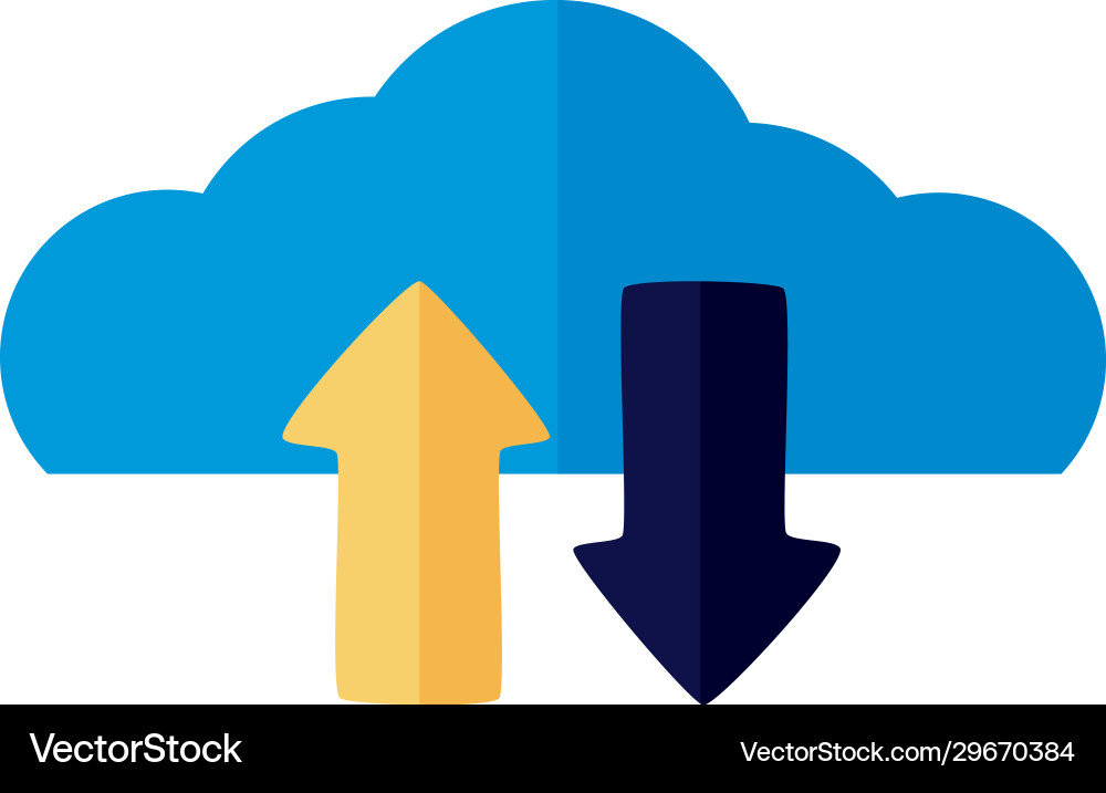 Cloud computing with arrows down and up load flat vector image