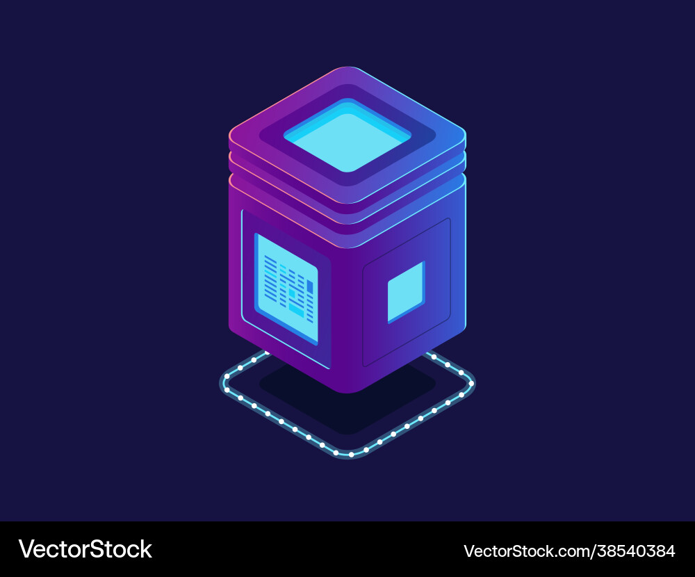 Cool neon server processing unit cloud storage Cool neon server processing unit cloud storage vector image