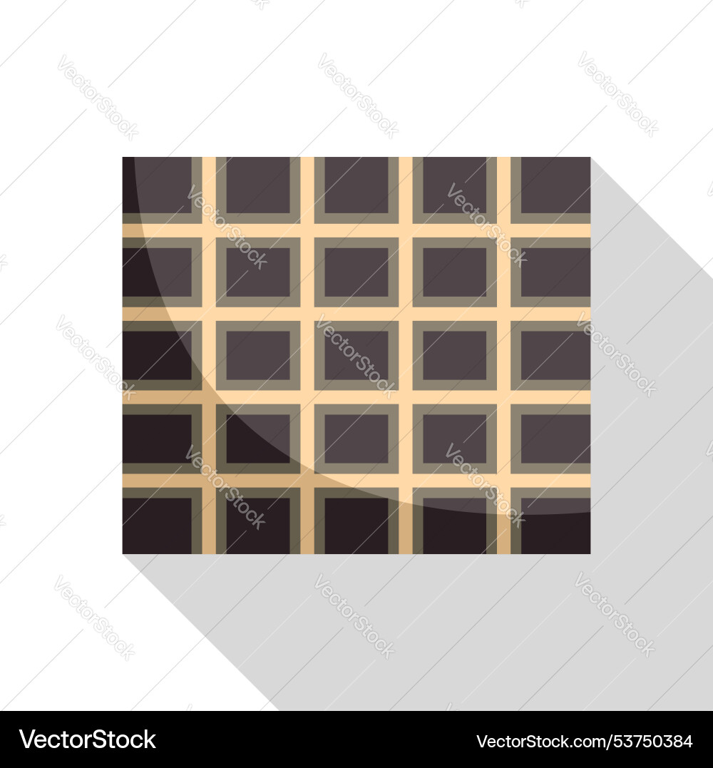 Dark chocolate bar with grid pattern casting long Dark chocolate bar with grid pattern casting long vector image