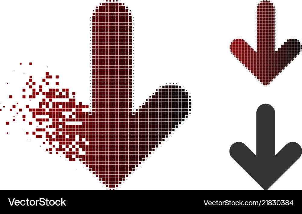Disintegrating dot halftone arrow down icon Vector Image