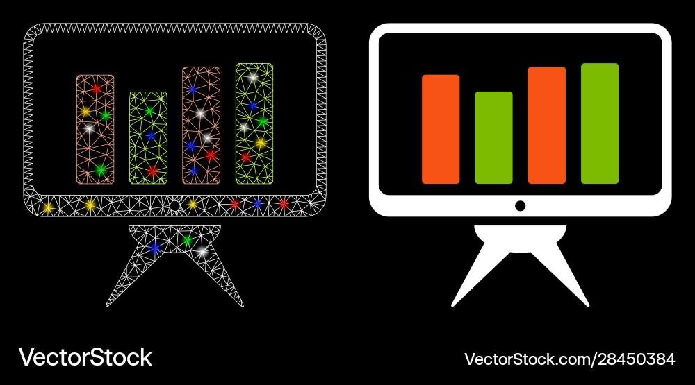 Flare mesh carcass graph monitoring icon Flare mesh carcass graph monitoring icon vector image