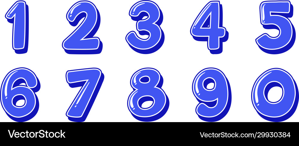 Font design for numbers one to zero on white Font design for numbers one to zero on white vector image