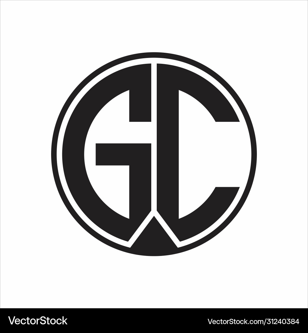 Gc Logo Monogramm Kreis mit Stückband Stil Gc Logo Monogramm Kreis mit Stückband Stil vektorbild
