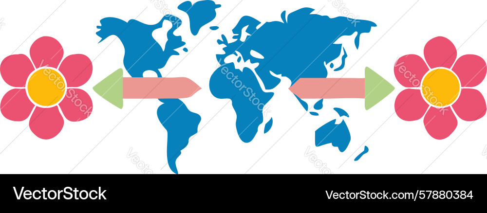 Global connection concept with map arrows Vector Image