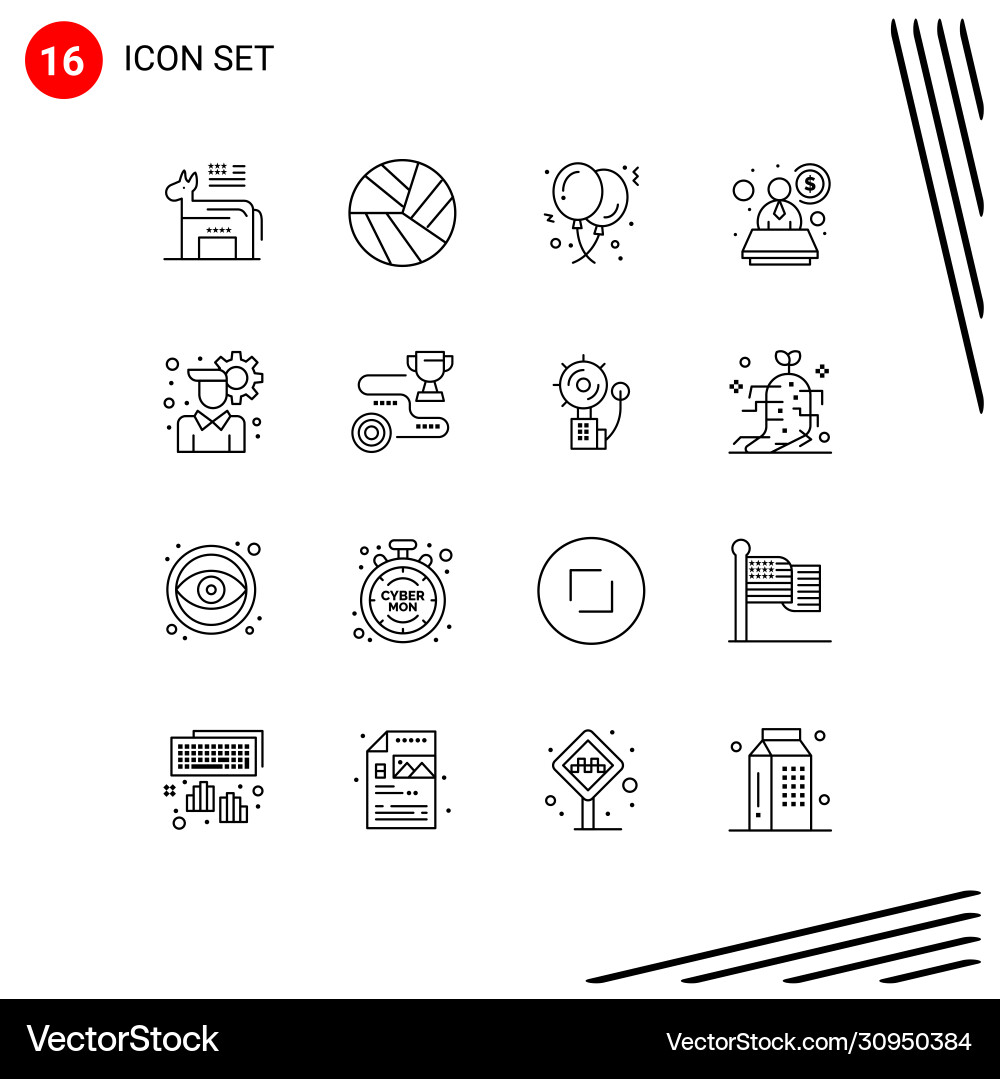 Group 16 modern outlines set for user setting Vector Image