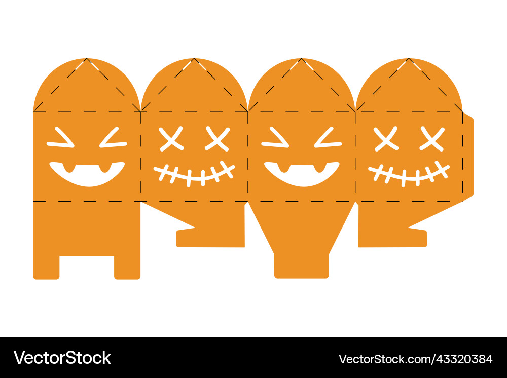 Halloween treat box with scary pumpkins Royalty Free Vector