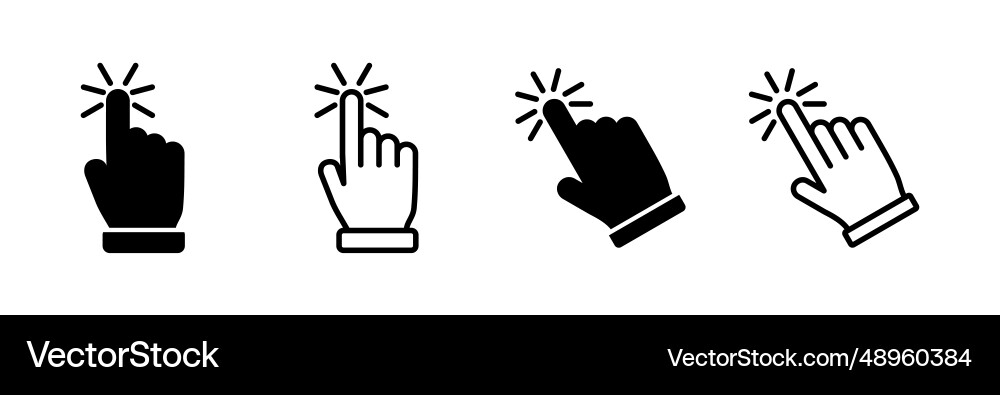 Hand click icon clicking finger pointer vector image