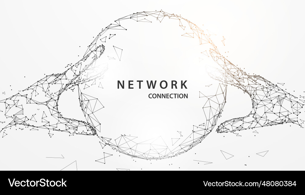 Hands touching digital global form lines Vector Image
