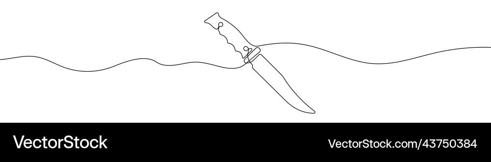 One continuous line drawing of knife linear One continuous line drawing of knife linear vector image