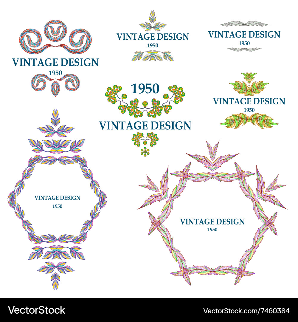 Ornate frames and scroll elements vector image