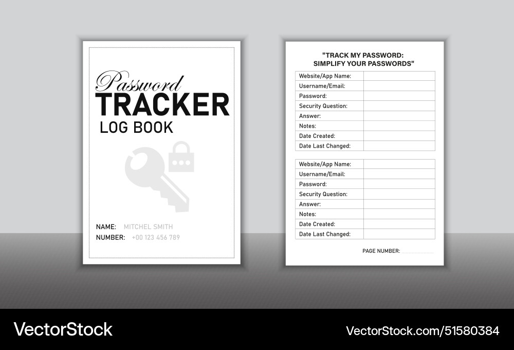 Password tracker logbook minimalist design Vector Image