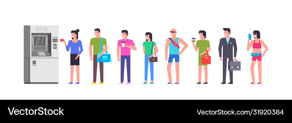 Queue to atm Vector Image