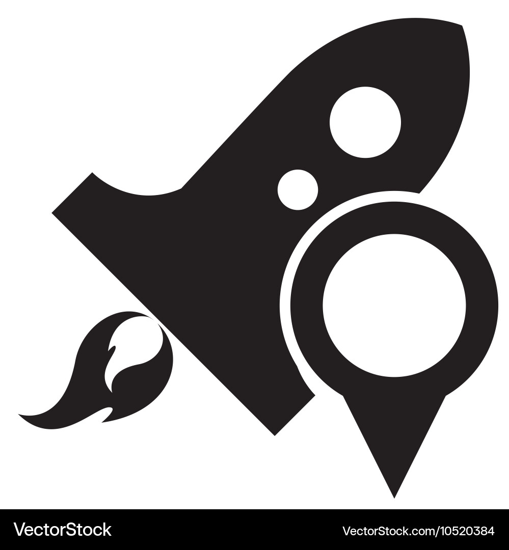 Rocket und gps mappointer icon vektorbild
