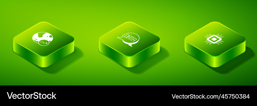 Set isometric data analysis processor cpu vector image
