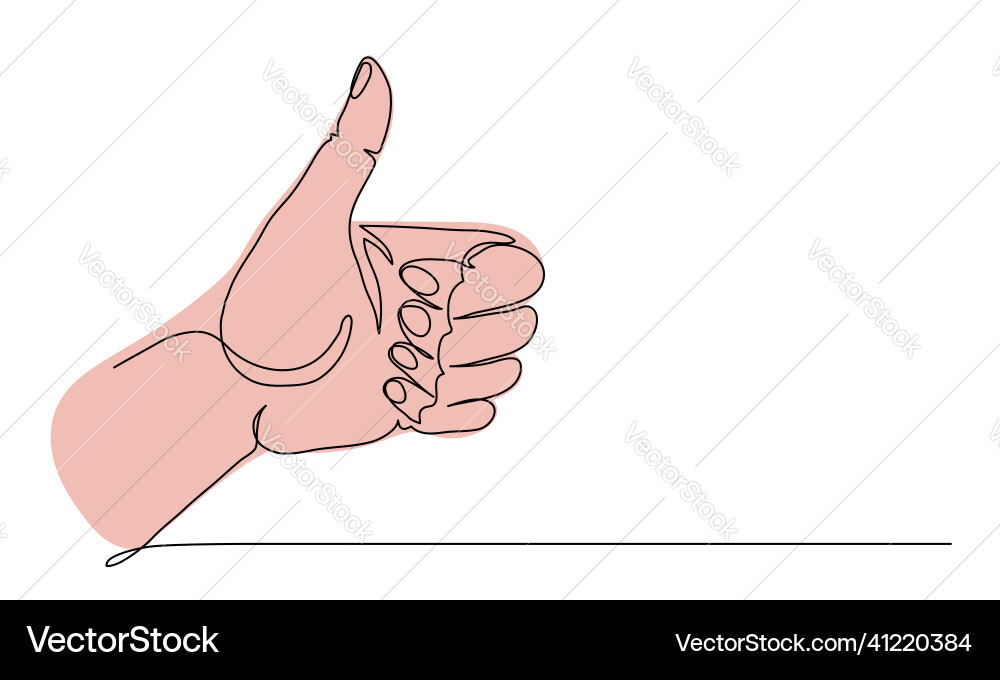 Thumb up like hand gesture one continuous line Thumb up like hand gesture one continuous line vector image