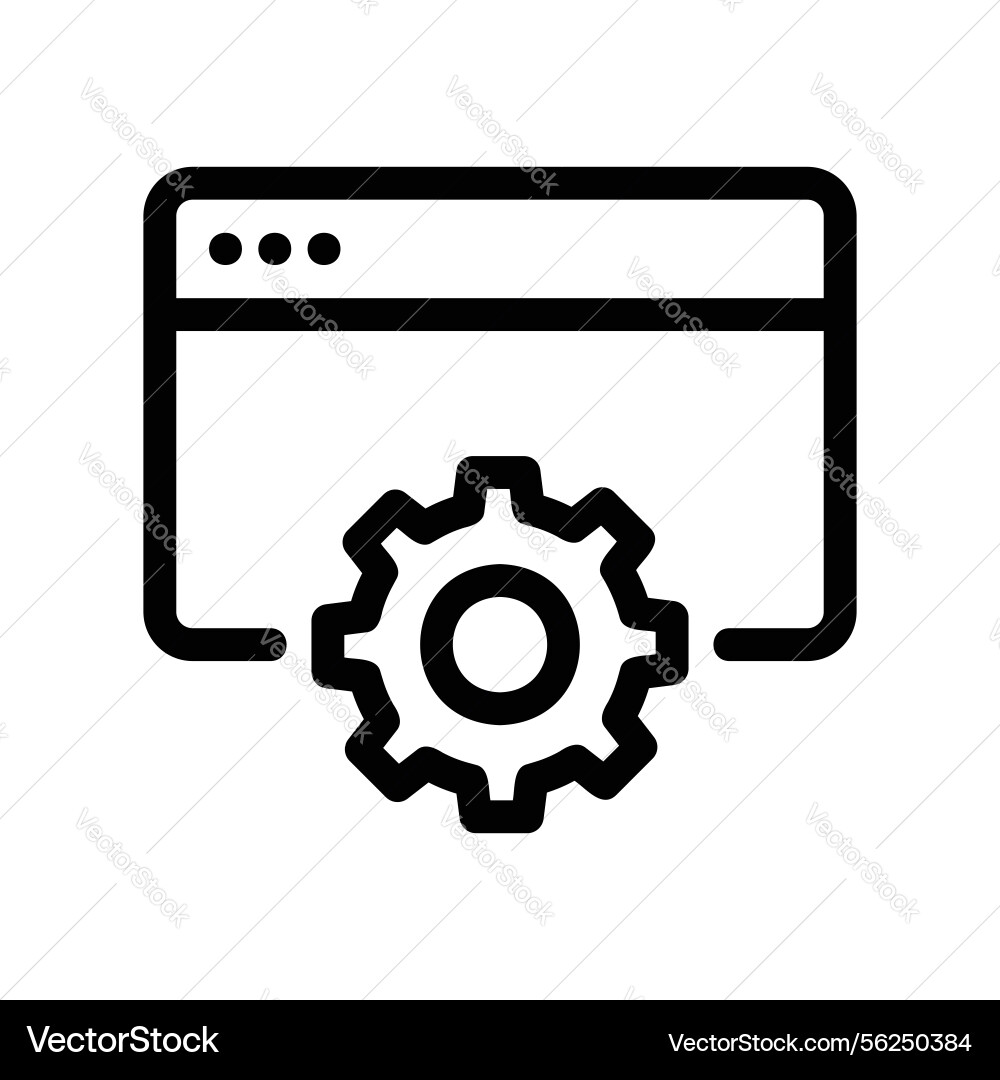 Web browser window interface containing a gear vector image