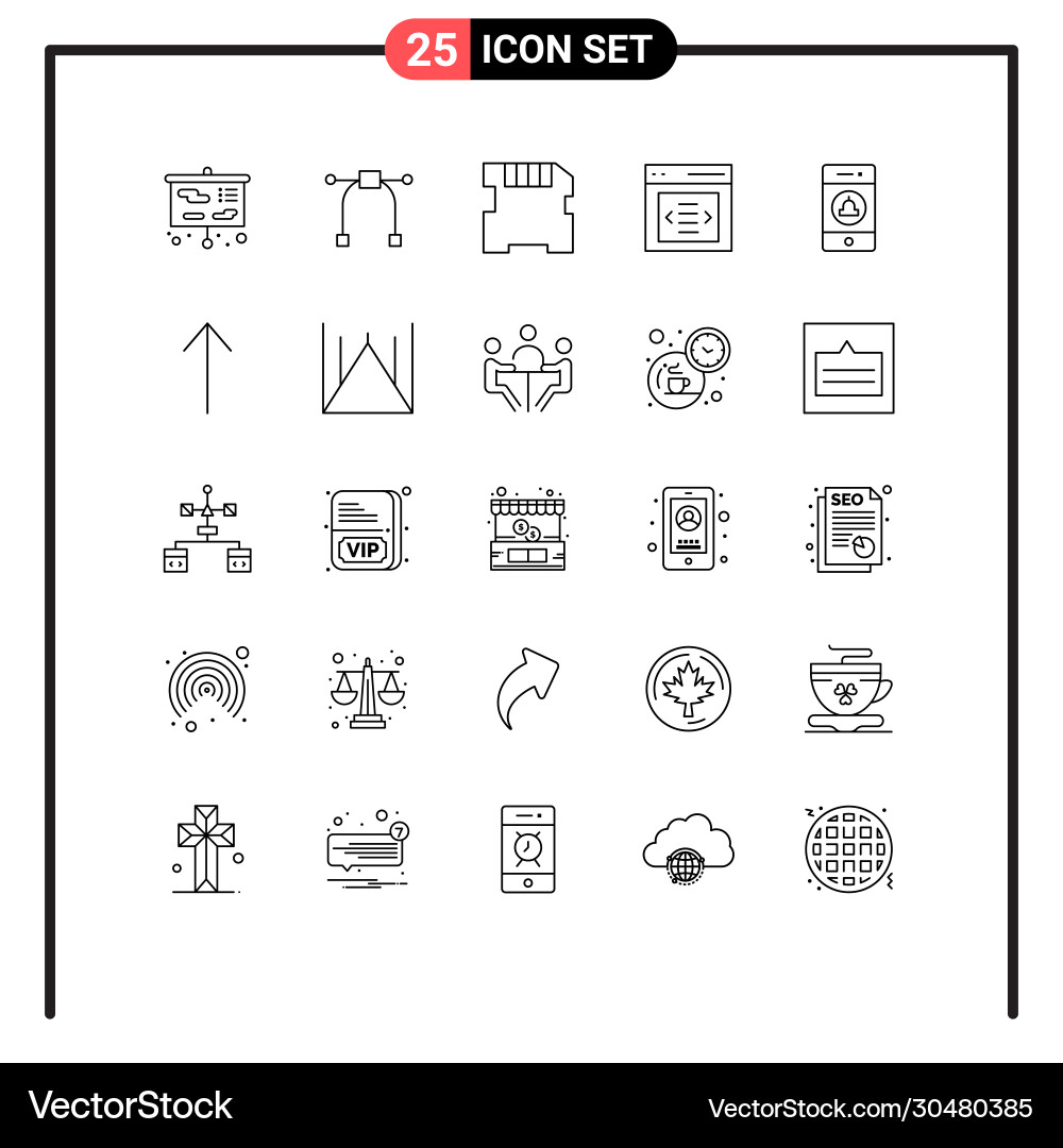 25 universal lines set for web and mobile Vector Image