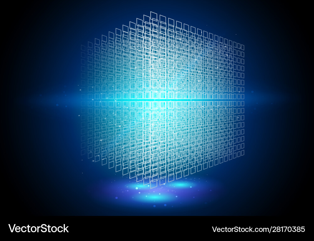 3D Wireframe Cube - Geometric Pattern vector image