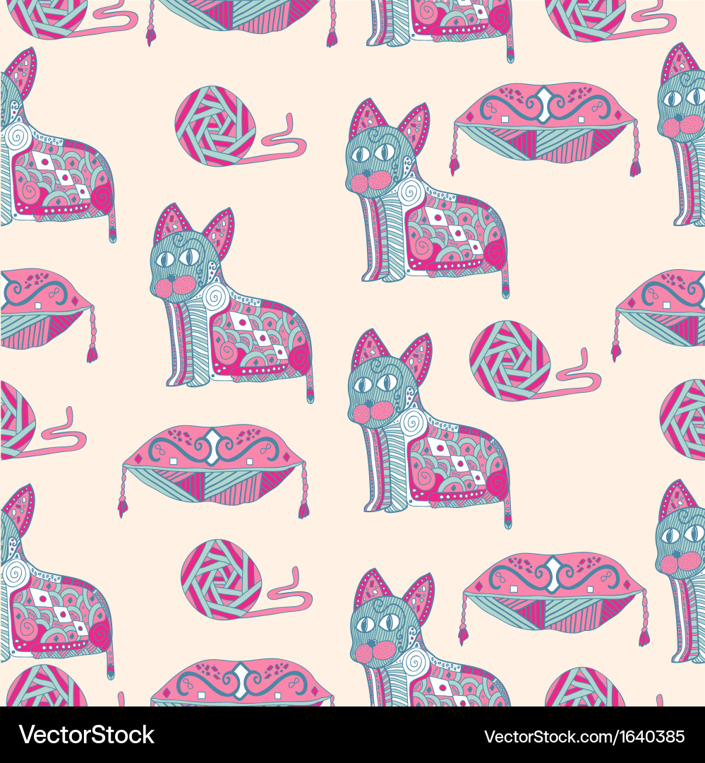 Abstract seamless pattern with cats vector image