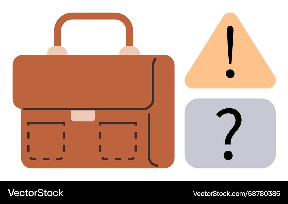 Briefcase with Warning and Question Vector Image