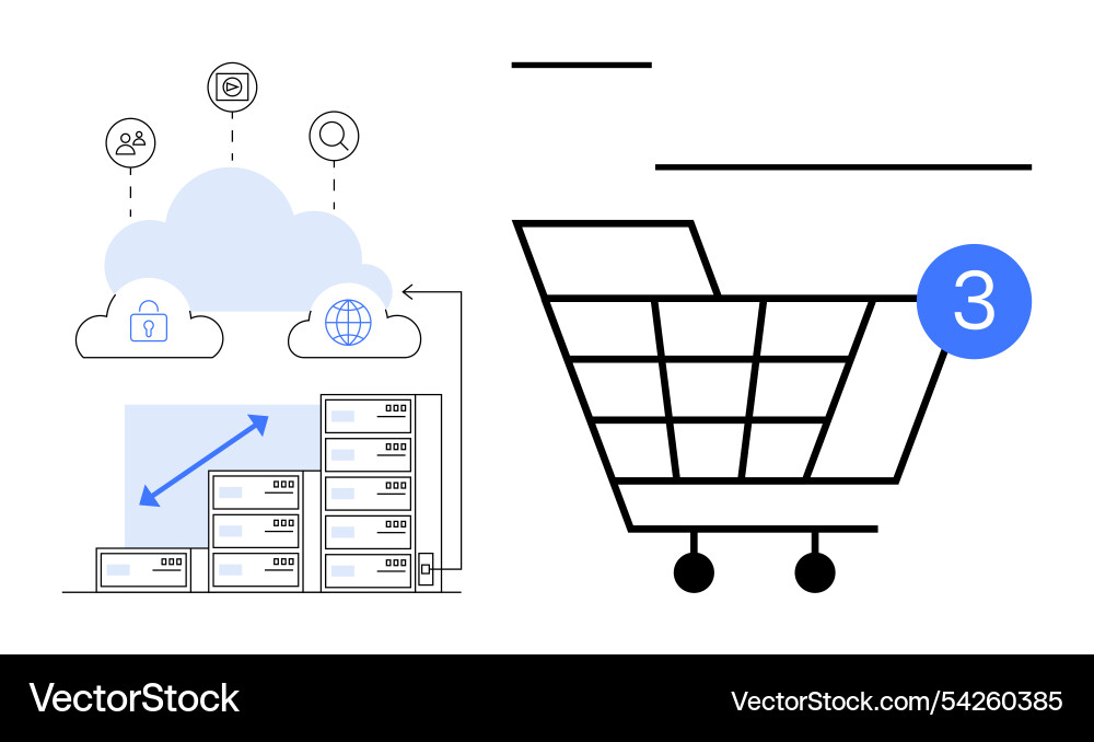 Cloud computing with server infrastructure Vector Image