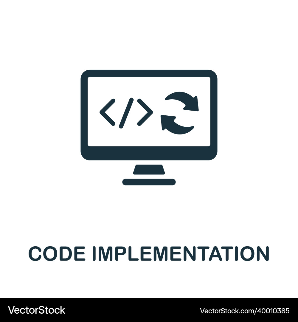 Code-Implementierung Symbol monochrom Zeichen von Code-Implementierung Symbol monochrom Zeichen von vektorbild