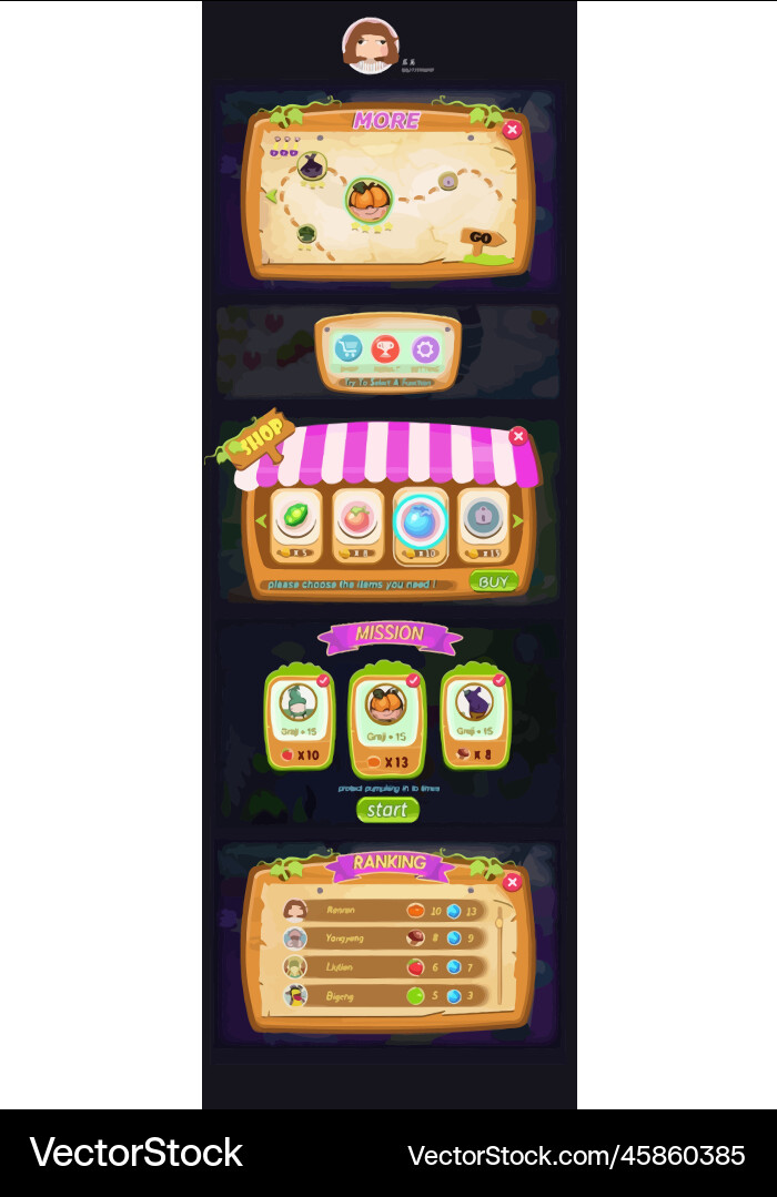 Complete set of level button game ui pop-up icon Vector Image