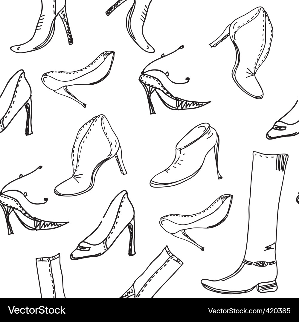 Detailed Shoe Sketch Vector Image