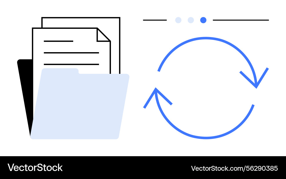 Document folder and circular arrows representing Document folder and circular arrows representing vector image