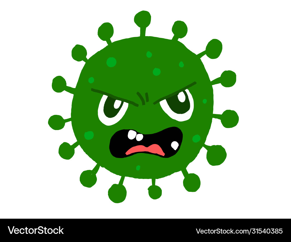 Doodle drawing an evil green virus dangerous Doodle drawing an evil green virus dangerous vector image